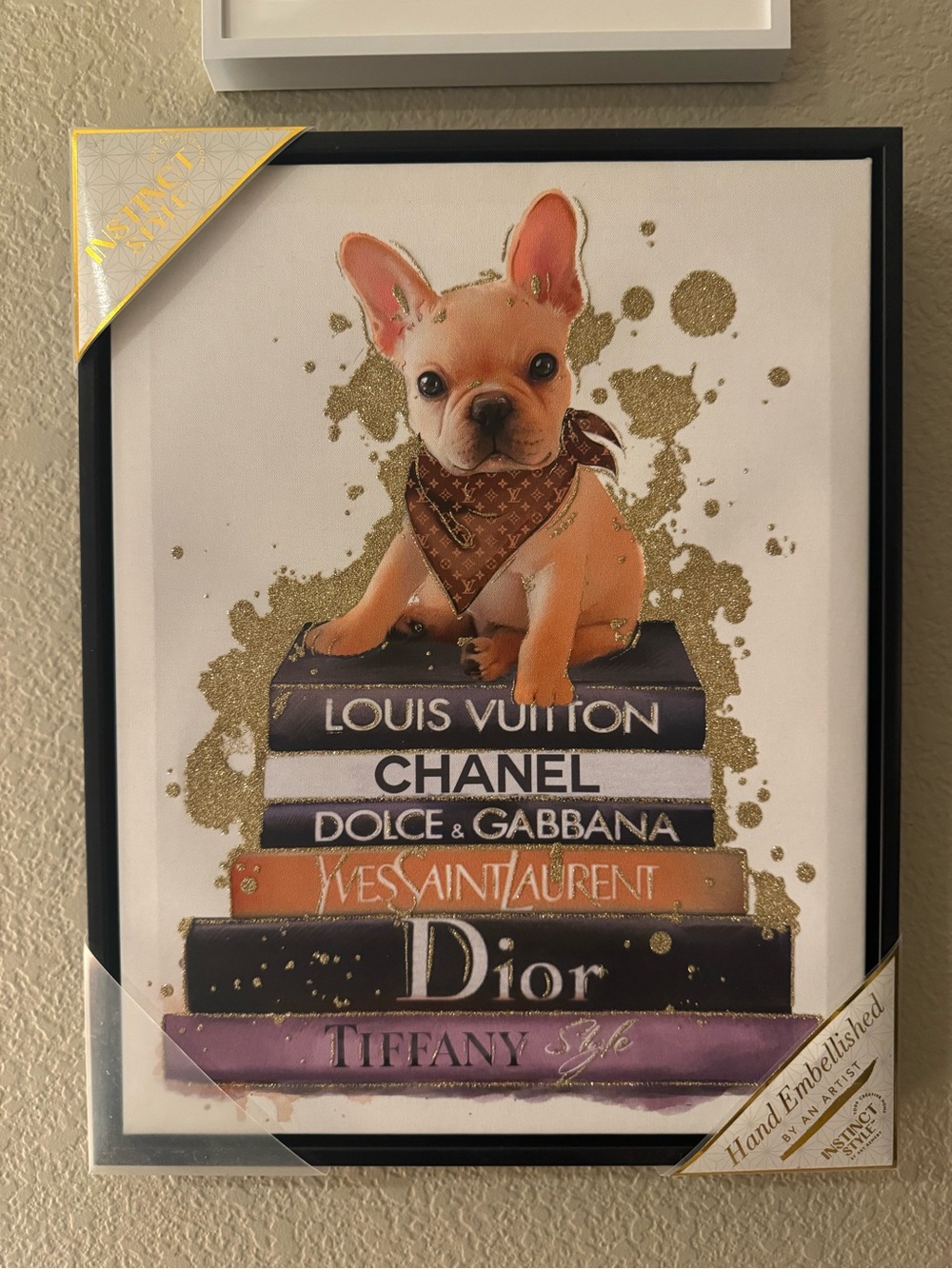 French Bulldog Wall Art Print with Gold Accents - Brown